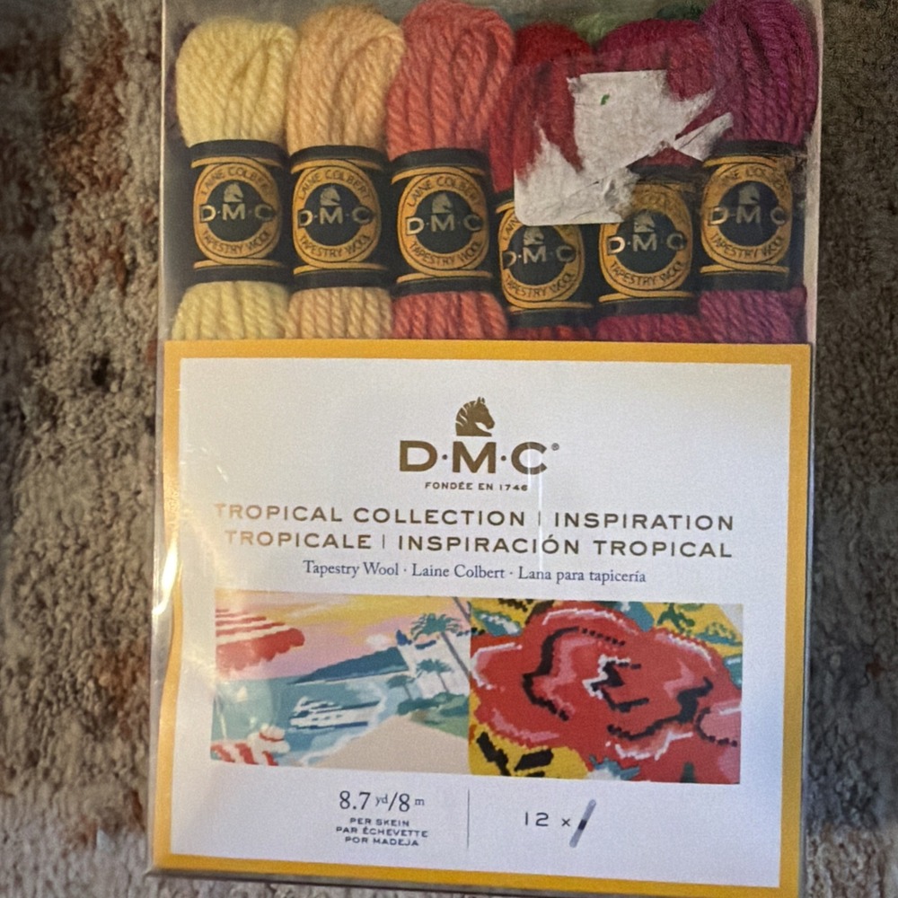 DMC 12pc TROPICAL COLLECTION Tapestry Wool Skeins (8.7yd Per Skein) #486FP212